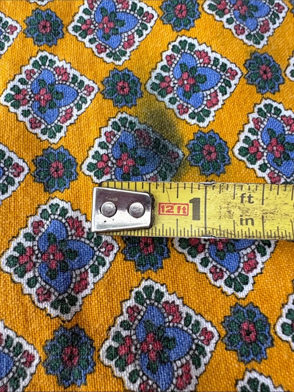 Vintage French Romanex De Boussac Yellow & Blue Fleur de Lis Tablecloth ~ Fabric